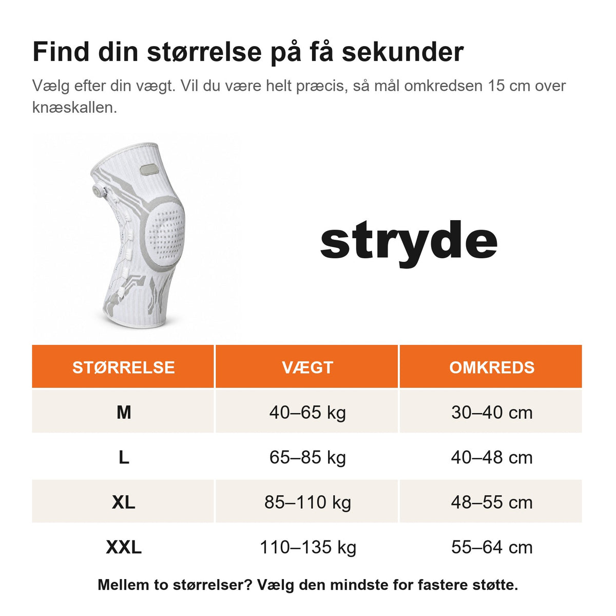 Størrelsesguide til Stryde Knee Brace Pro