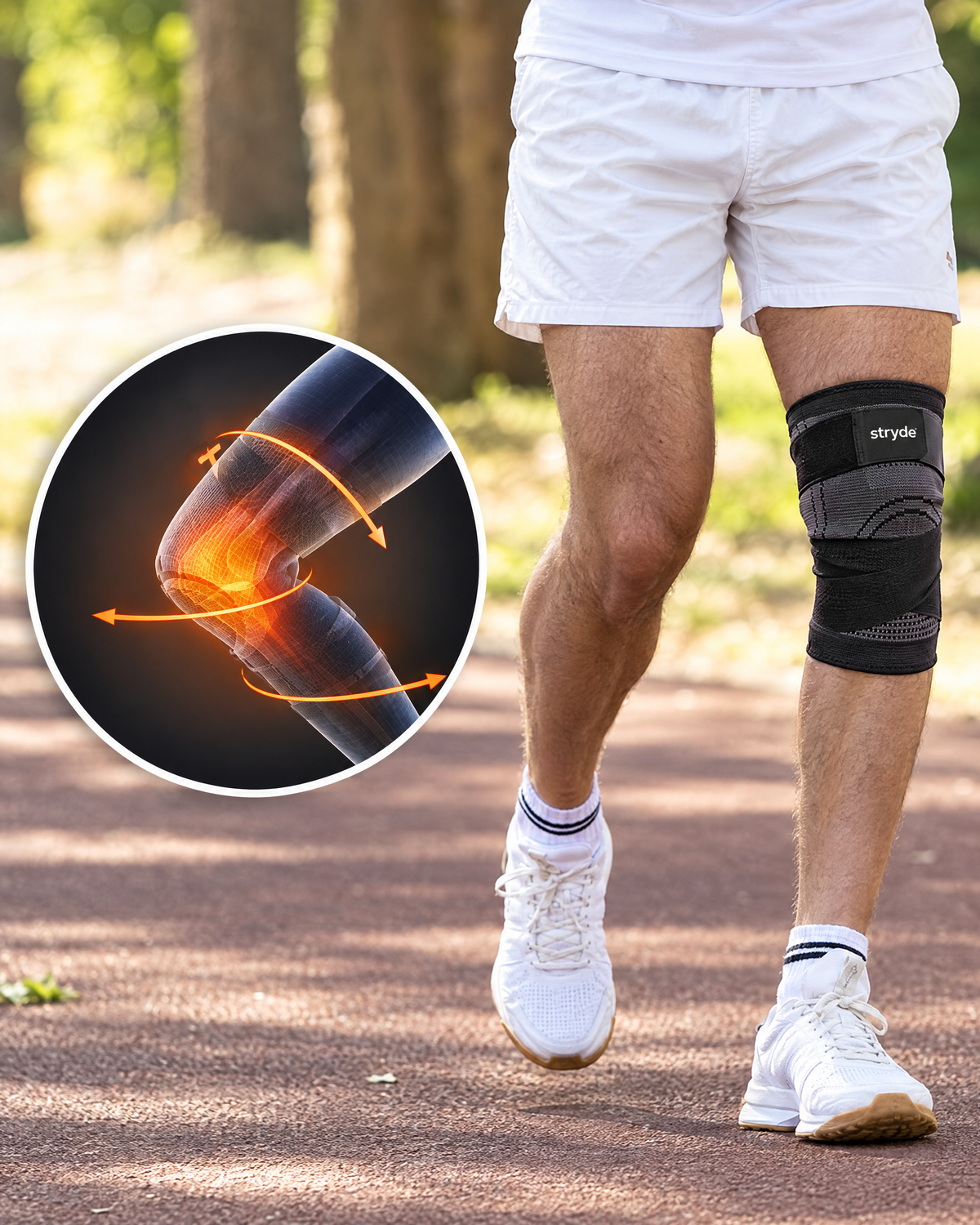 Stryde Knee Sleeve – kompressionsknæbind med støtteremme